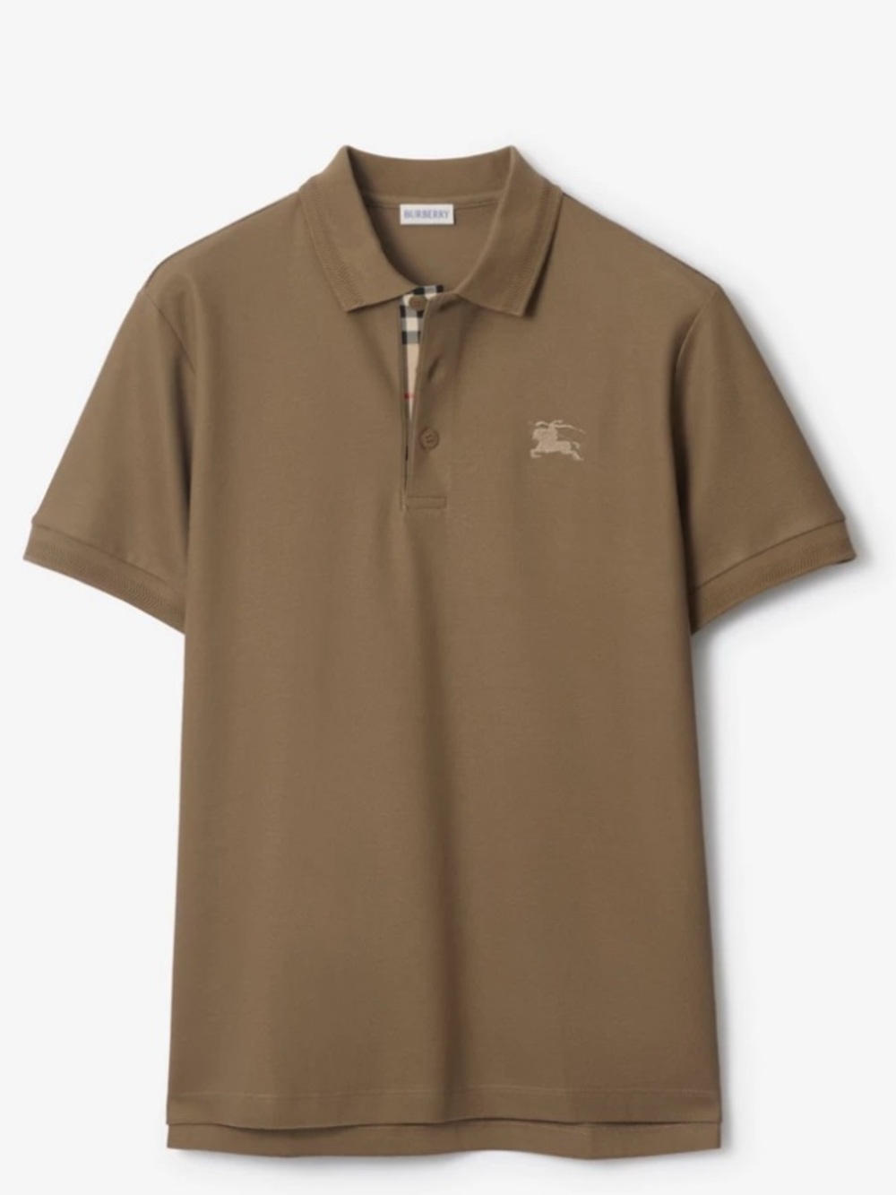 Burberry Brown Short-Sleeve Polo with Check Trim Mens Large